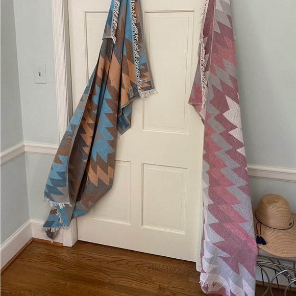 Organic Woven Wrap Towel Blanket Western Bohemian 2 Side Design Clay Pink NEW OS - Picture 5 of 12